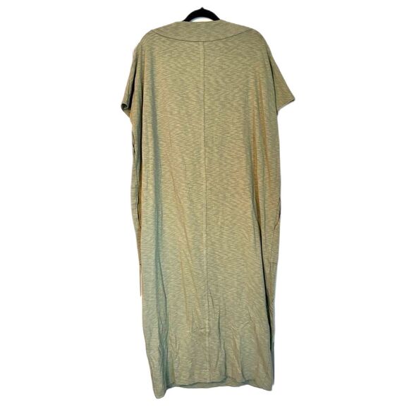 Free People Beach Maxi Long Dress Short Sleeve VNeck Womens Small Green Sage - Picture 2 of 4